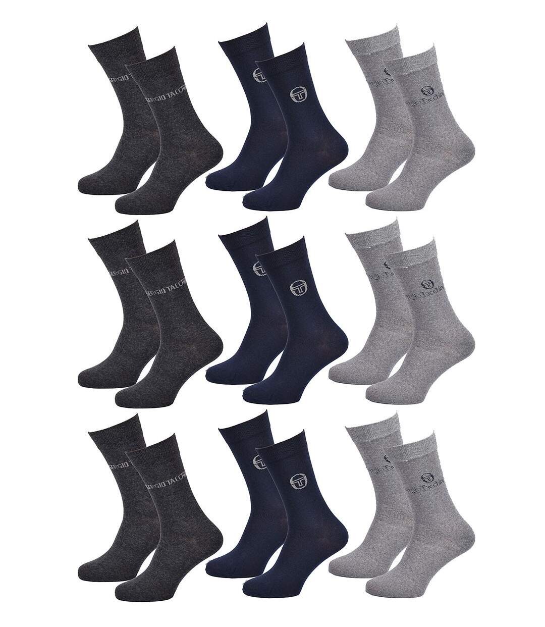 Chaussettes Homme VILLE SERGIO TACCHINI Pack de 9 Paires 0687 GRIS-1