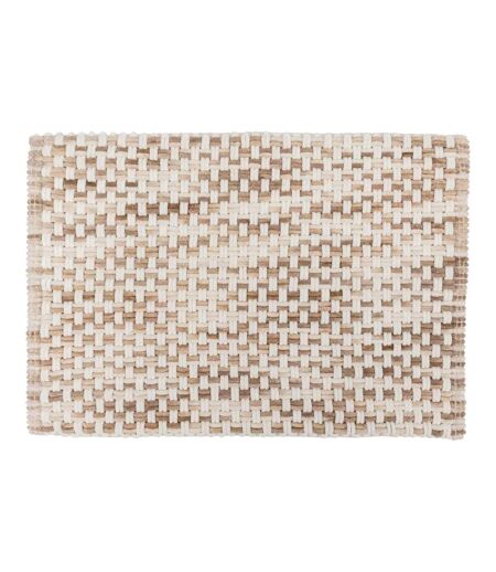 Tapis de Bain Tressé en Coton Dégradé 50x75cm Taupe
