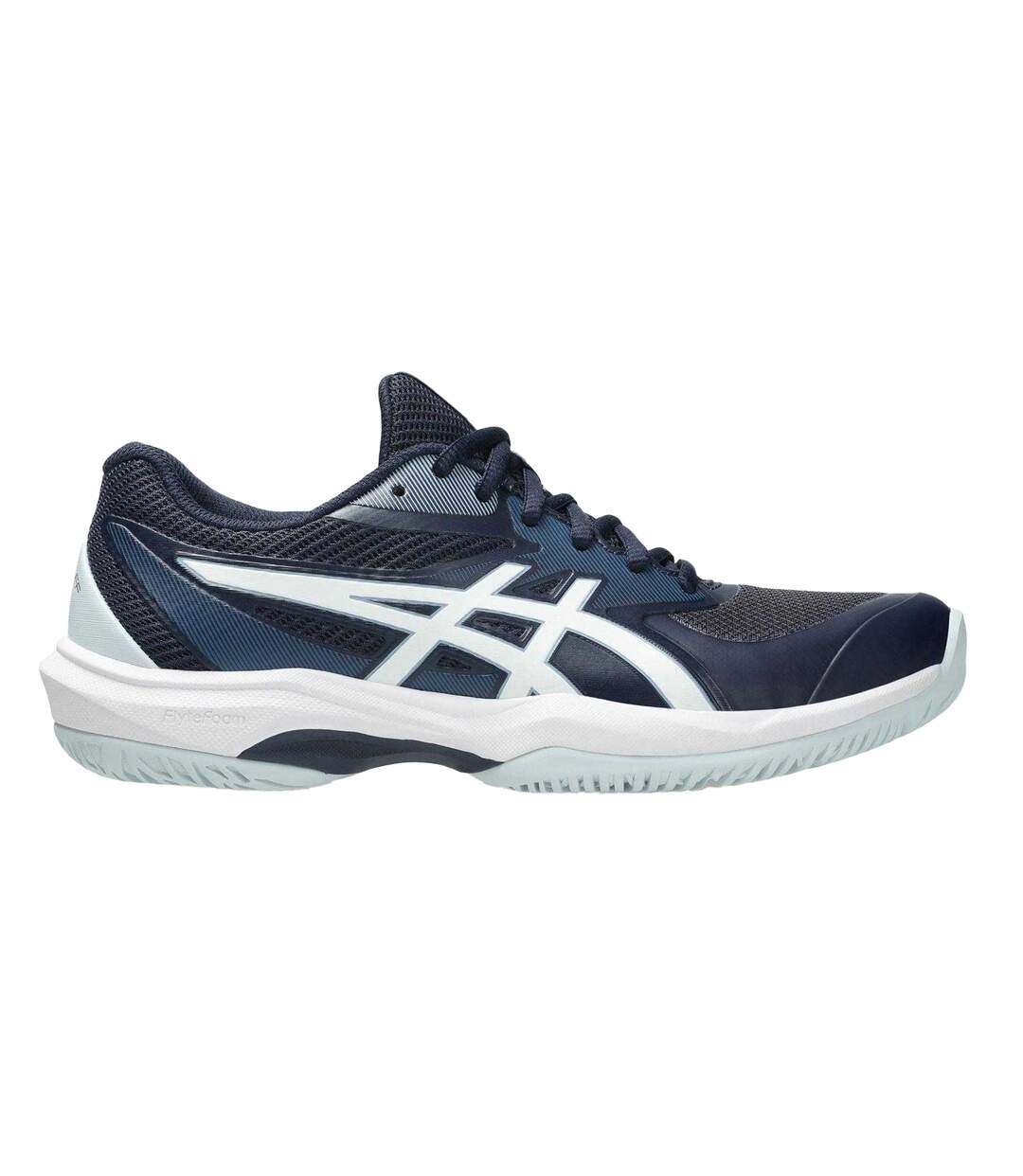 Womens/ladies Game Tennis Shoes Midnight White Asics-1