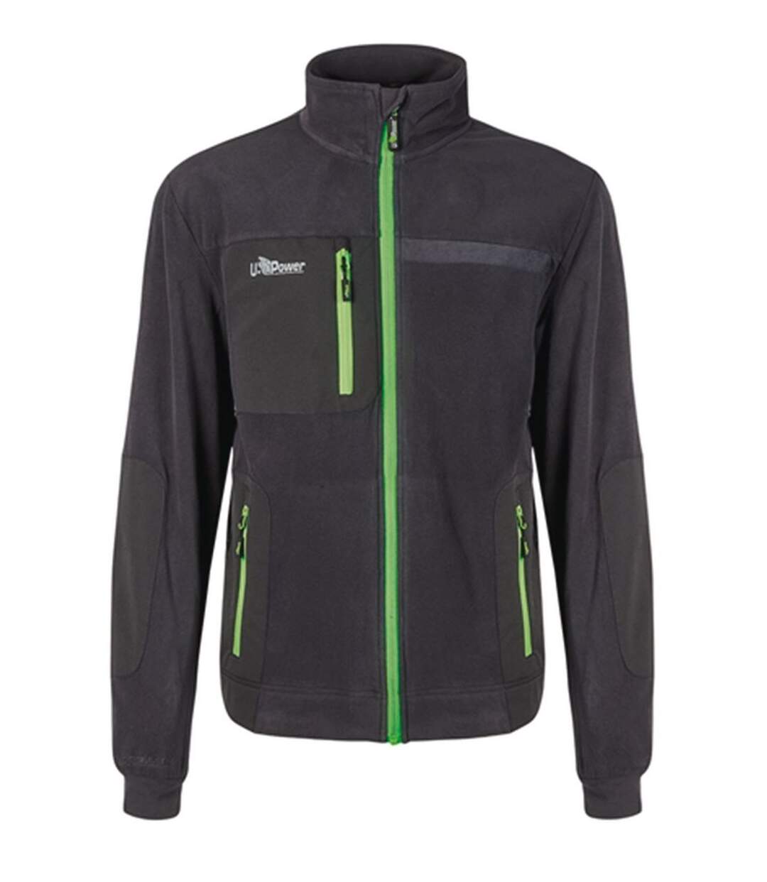 Veste de travail zippée micropolaire pour homme - UPFU225 - gris asphalte et vert