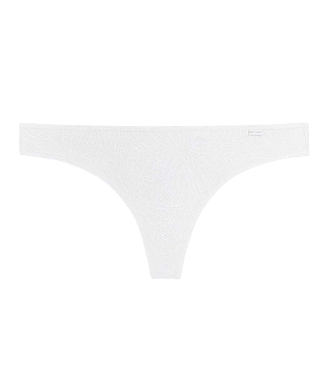Womens/ladies Marquisette Sheer Thong White Calvin Klein-2