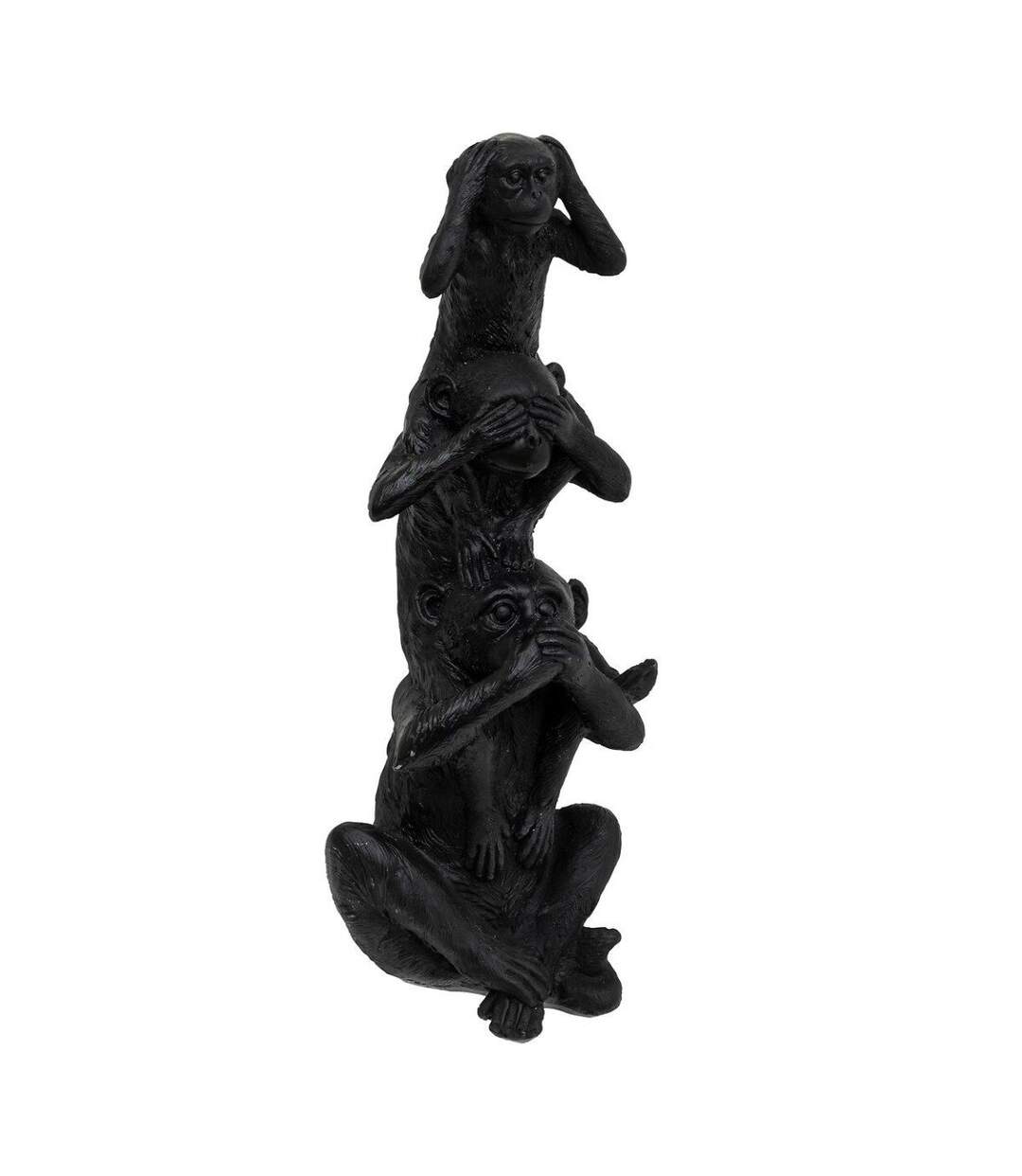 Statuette 3 Singes Exotic Panama 24cm Noir-1