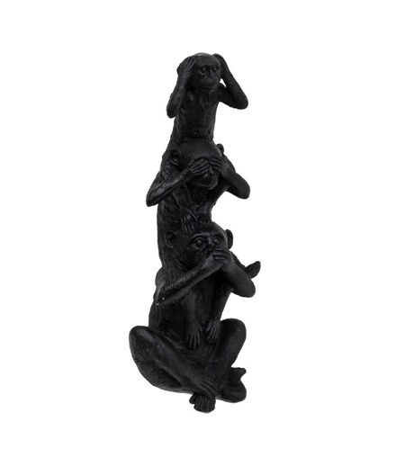 Statuette 3 Singes Exotic Panama 24cm Noir