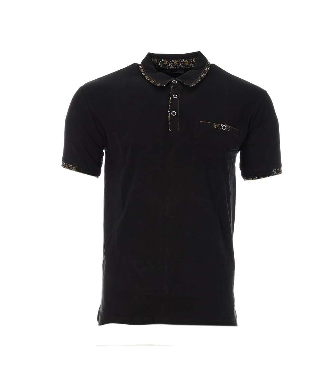 Polo Noir Homme RMS26 Fleur - M