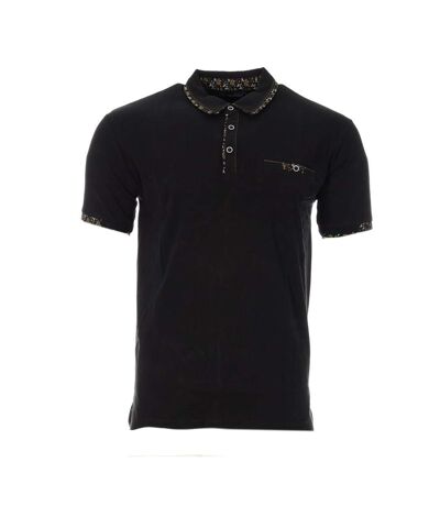 Polo Noir Homme RMS26 Fleur - L