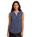 Tunique d'été fleurie sans manches - Blouse légère en bleu marine pour femme, idéale pour les beaux jours-1