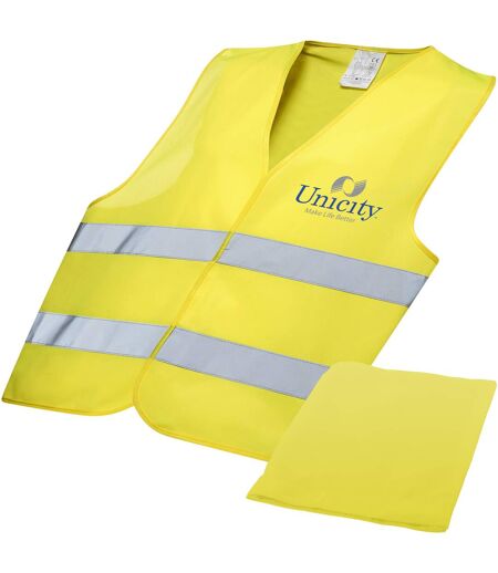 Professional Safety Vest In Pouch Neon Yellow Bullet