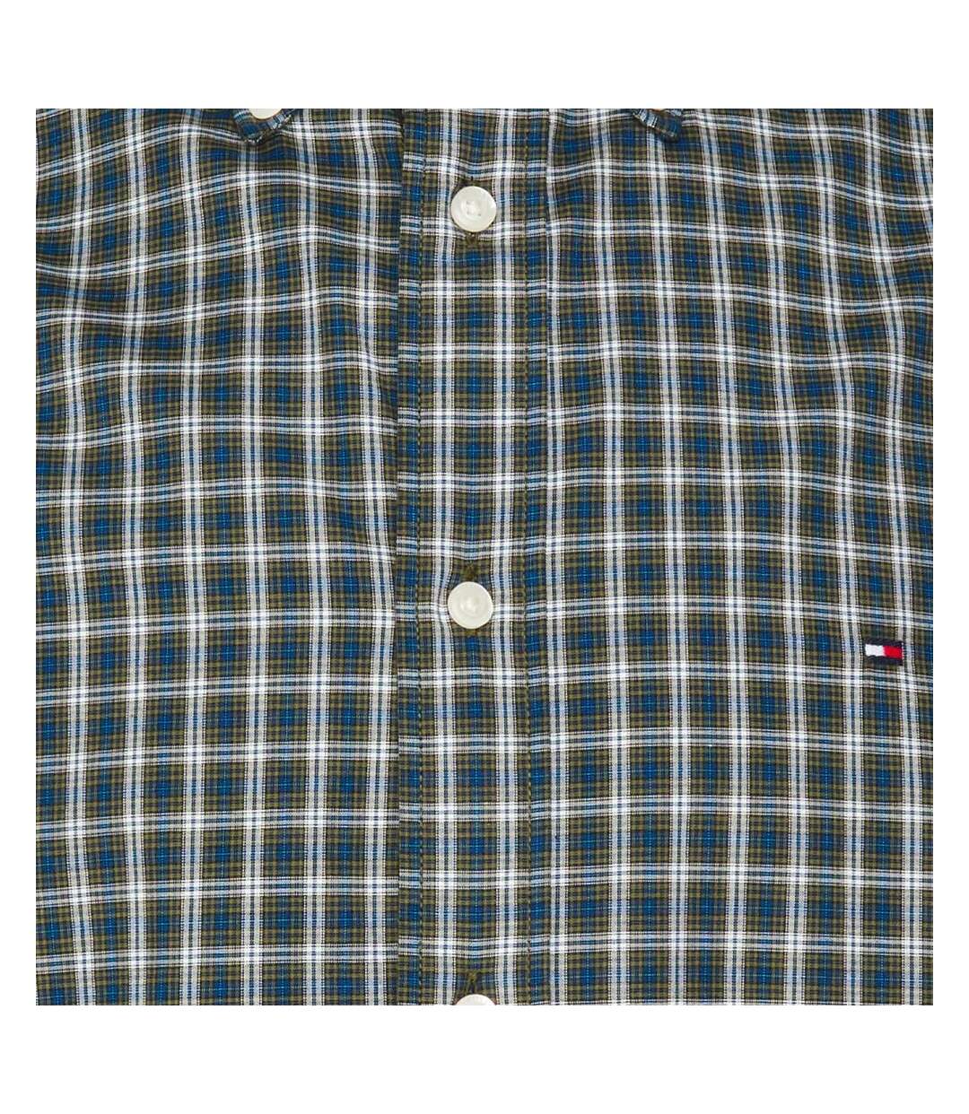 Chemise Manches Longues à Carreaux Bleu Homme Tommy Hilfiger Flex - S