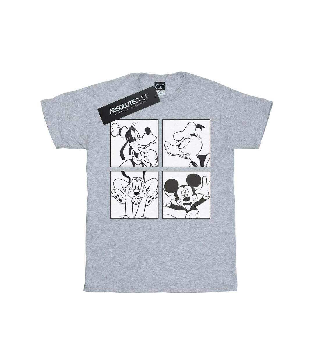 Disney T-shirt boyfriend en coton de Mickey, Donald, Goofy et Pluto pour femmes/femmes (Gris sportif) - UTBI35975-1