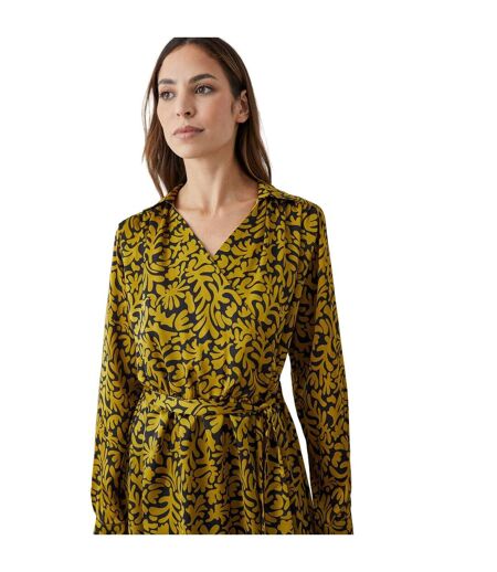 Principles Womens/Ladies Abstract Satin Wrap Dress (Chartreuse) - UTDH6526