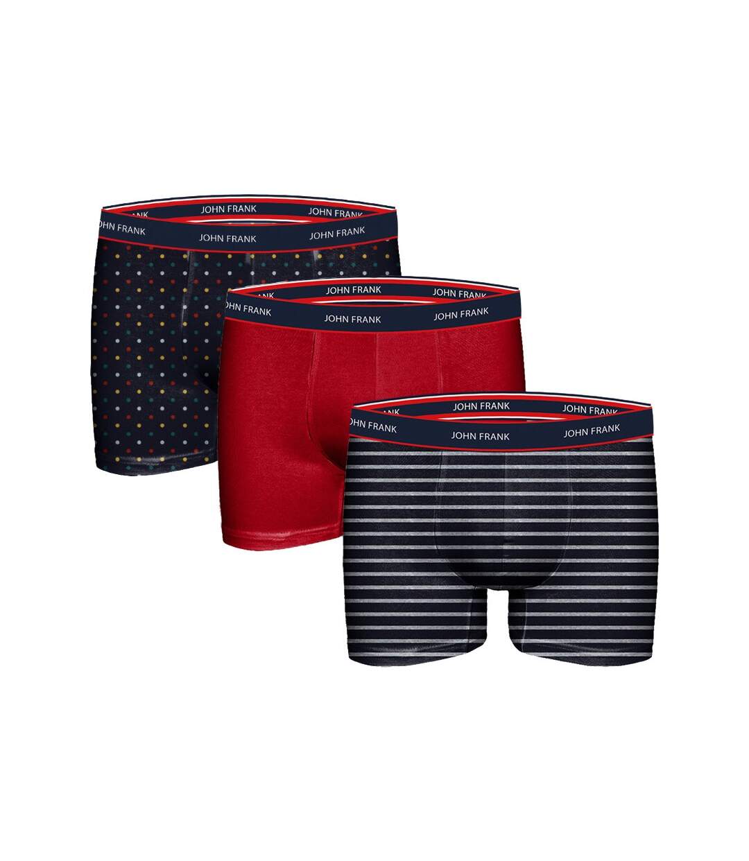 Boxer Homme JOHN FRANK Confort et Qualité en Coton Premium Pack de 3 Boxers JF3BNSB01-1