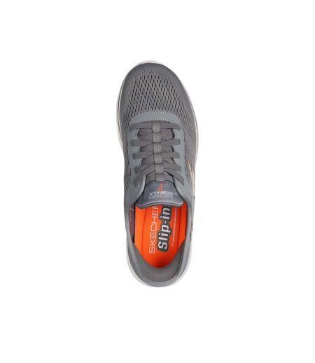 Skechers Mens Go Walk 7 - Free Hand Sneakers (Gray/Orange) - UTFS10527