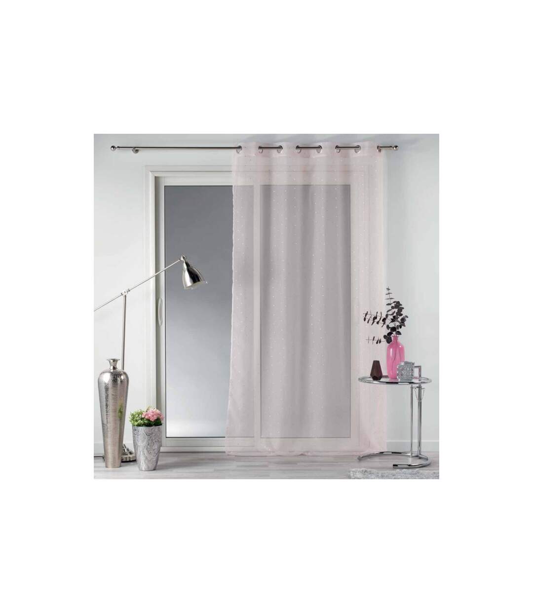 Rideau Voilage à Œillets Orion 140x240cm Rose-3