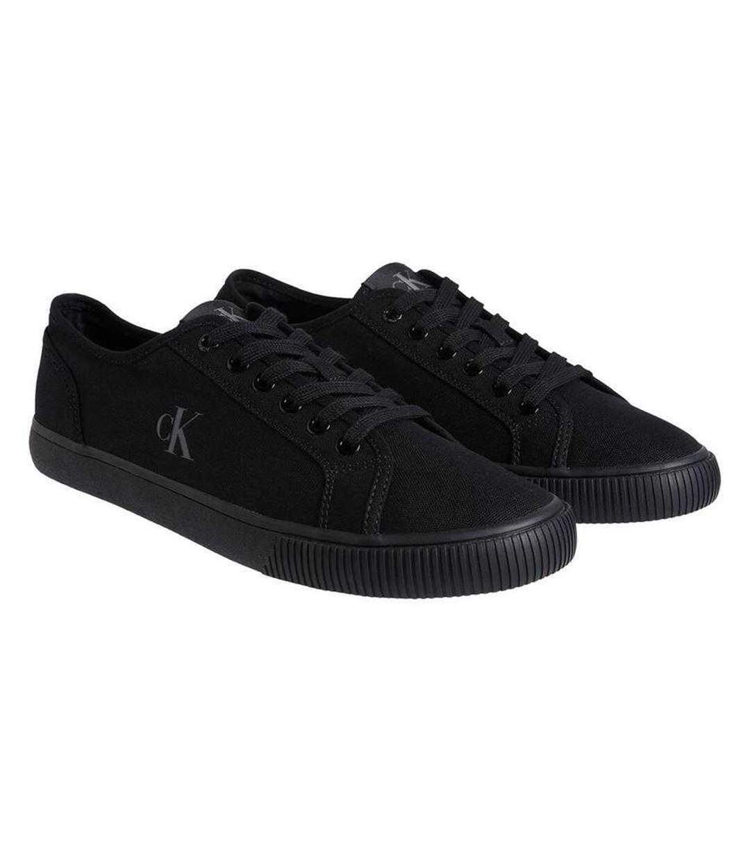 Mens Classic Canvas Trainers Triple Black Calvin Klein-1
