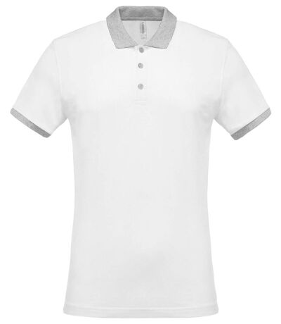 Polo bicolore pour homme - K258 - blanc - manches courtes