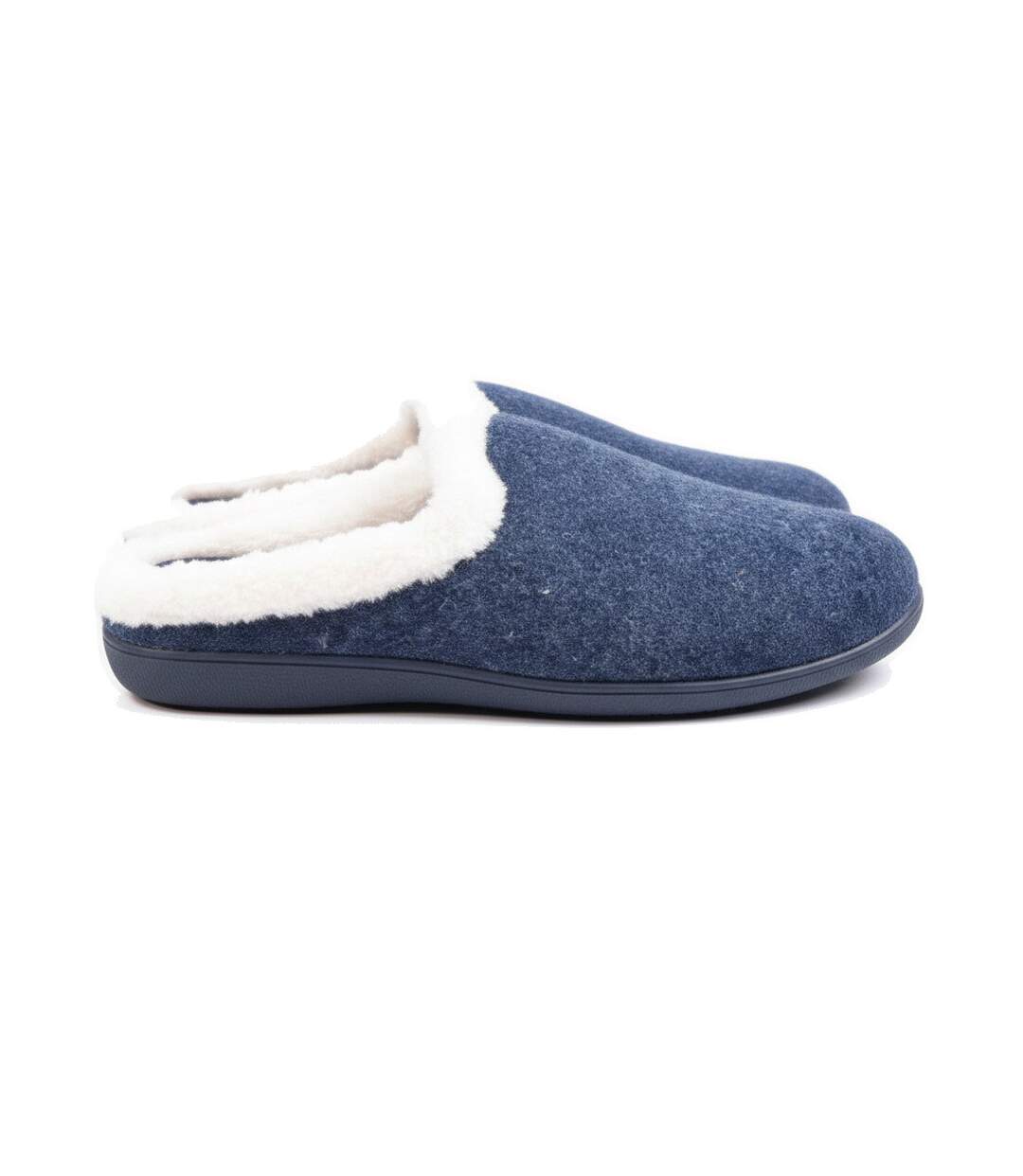 OZABI Mules Femme Hiver, Feutrine Unie Chinée, Encolure Fausse Fourrure-3