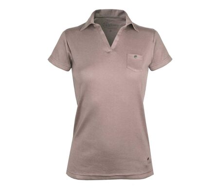 Polo Mayflower Dagan1 en coton beige : le style col V avec poche poitrine boutonnée