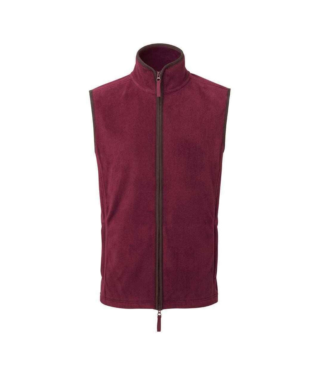 Premier Mens Artisan Fleece Vest (Burgundy/Brown) - UTPC4582-1