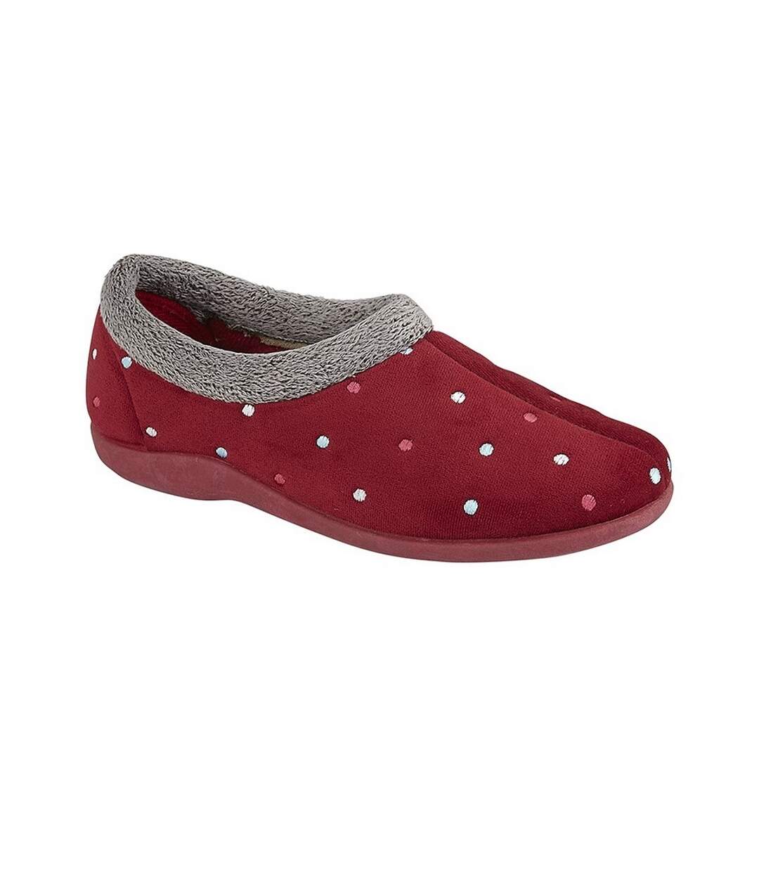 Womens/ladies sophie velour slippers burgundy Sleepers