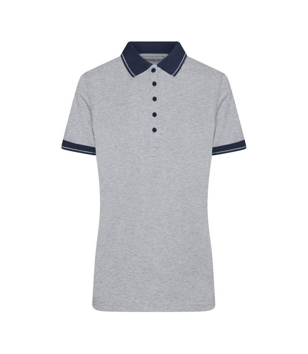 Polo Femme Gris Chiné Bleu Marine James And Nicholson-1
