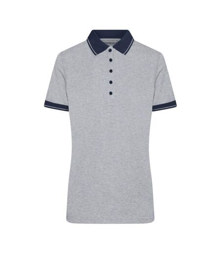 Polo Femme Gris Chiné Bleu Marine James And Nicholson
