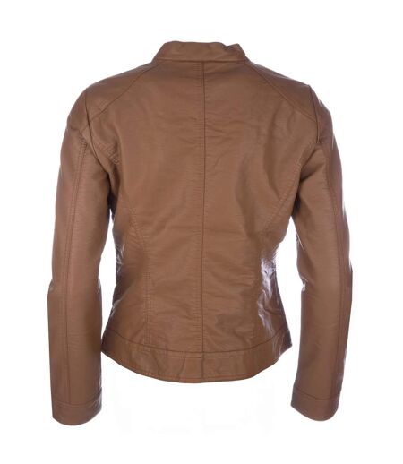 Veste motard bandit femme cognac Only