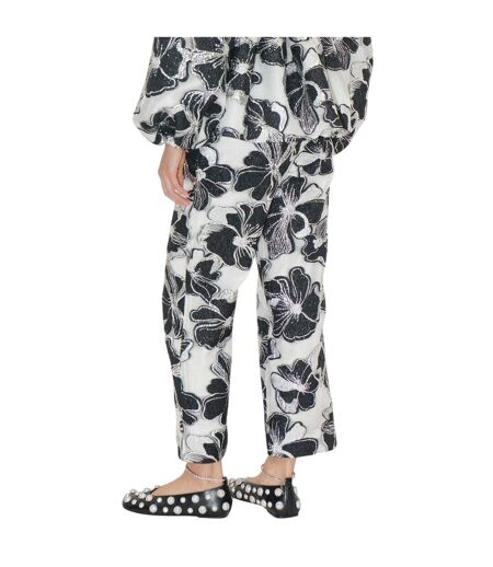 Pantalon Officiel Motif/style Floral Femme Blanc Noir Stine Goya