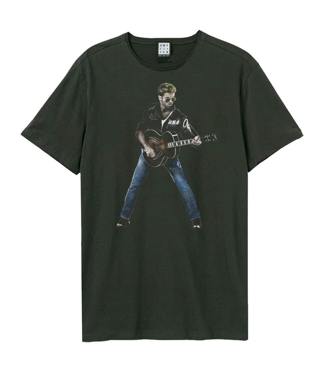 Mens Stripped Back George Michael T-shirt Charcoal Amplified-1
