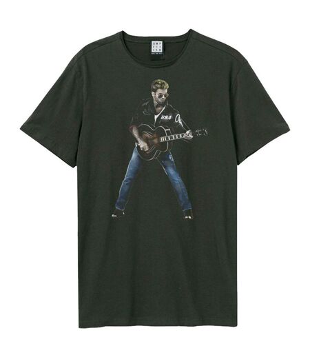 Amplified Mens Stripped Back George Michael T-Shirt (Charcoal)