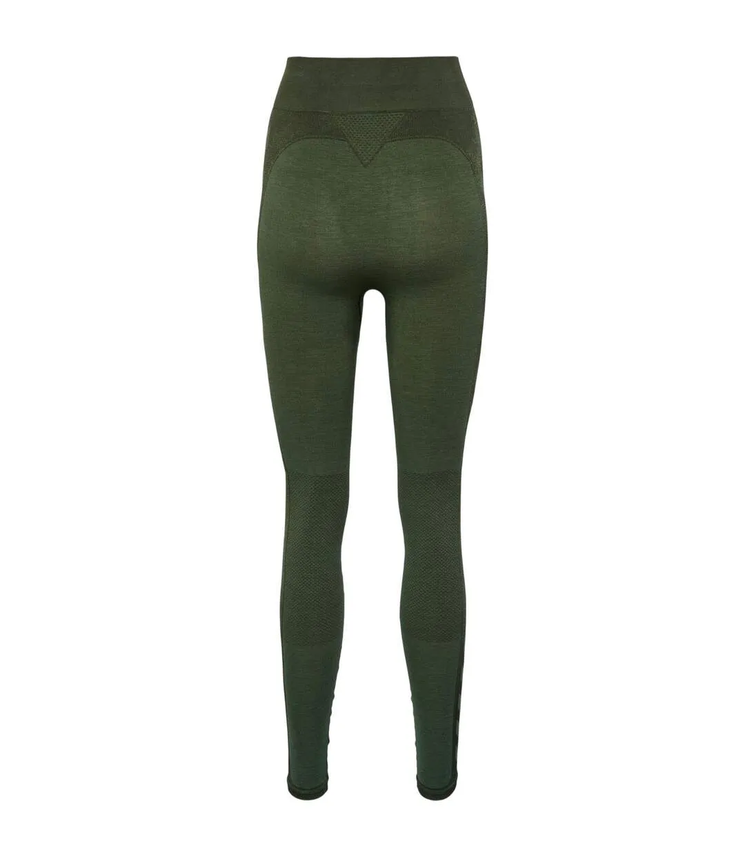 Womens/ladies Seamless High Rise Leggings Green Hummel-2