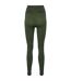 Womens/ladies Seamless High Rise Leggings Green Hummel-2