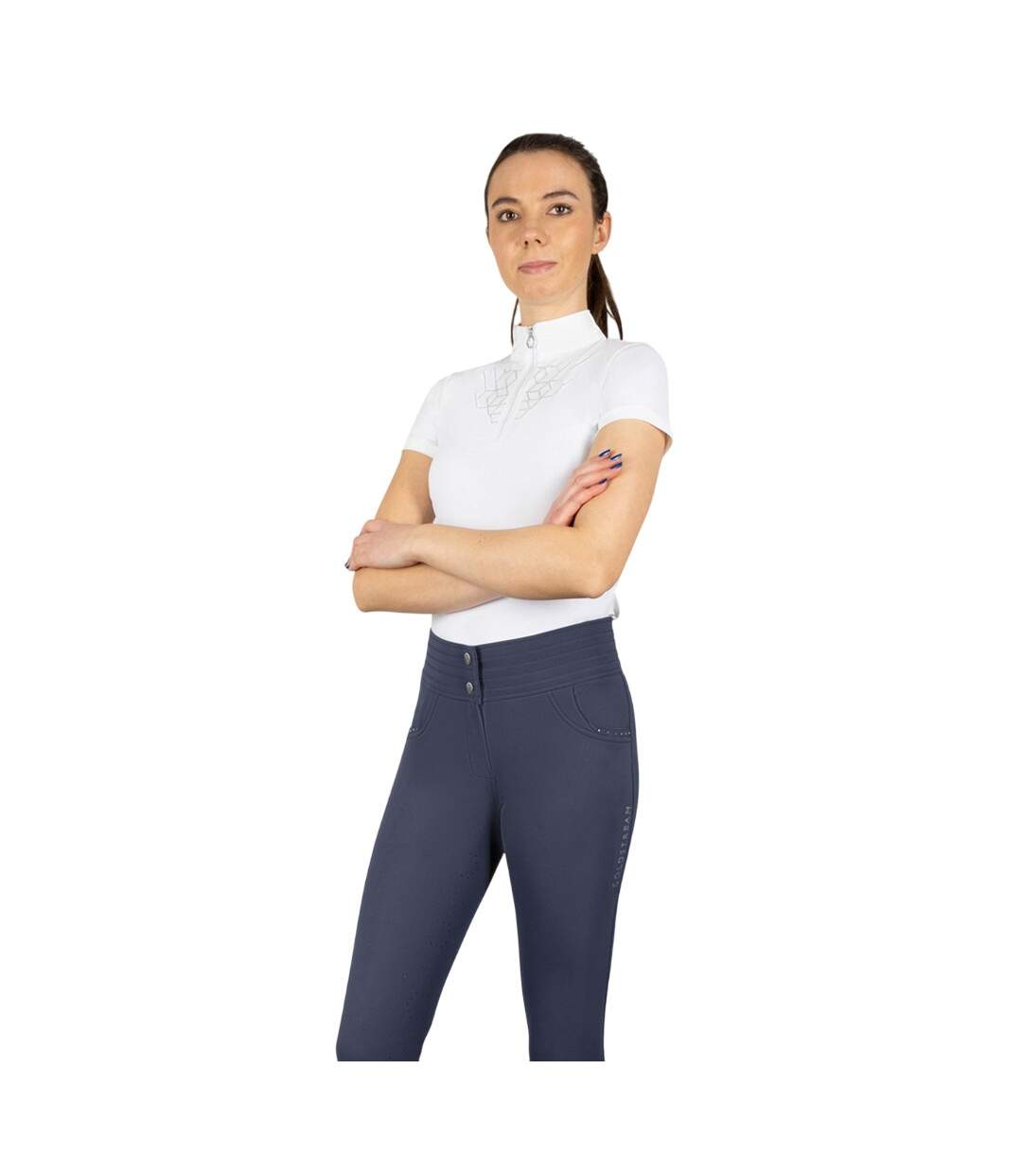 Pantalon D´équitation Style Strass Fenham Femme Bleu Marine Coldstream-1