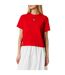 Womens/ladies Embroidered Logo Cotton Cropped T-shirt Deep Crimson Red Tommy Jeans-3