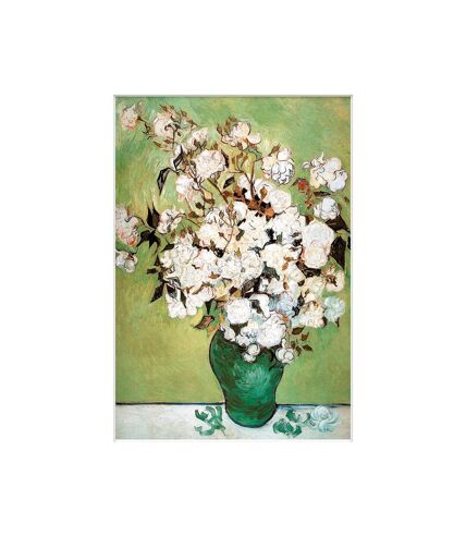 Vincent Van Gogh Vase Avec Roses Print (Green/White/Brown) (30cm x 40cm)