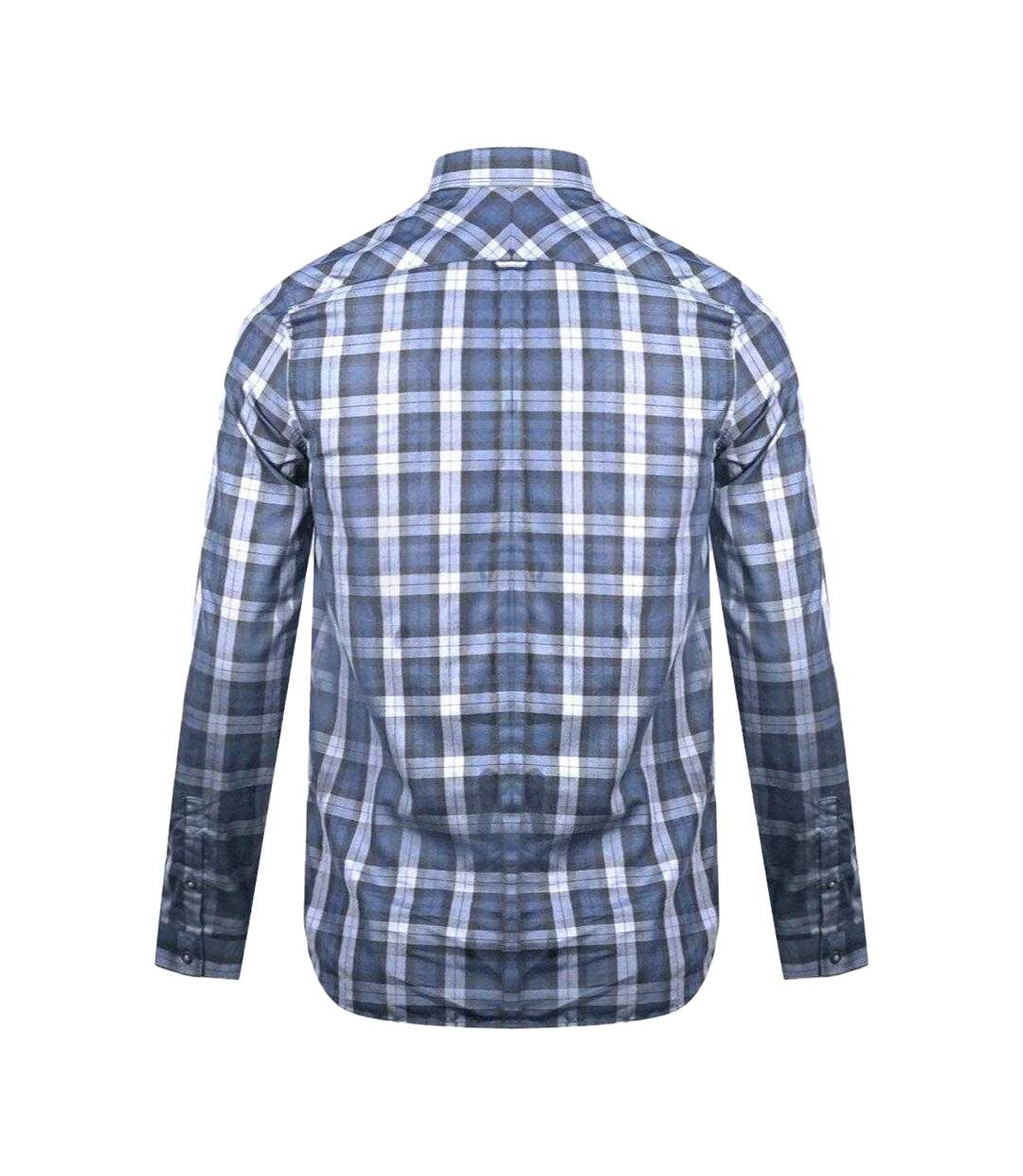 Mens Checked Long-sleeved Shirt Black Blue Fred Perry-2