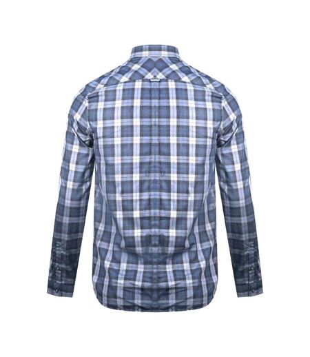 Mens Checked Long-sleeved Shirt Black Blue Fred Perry