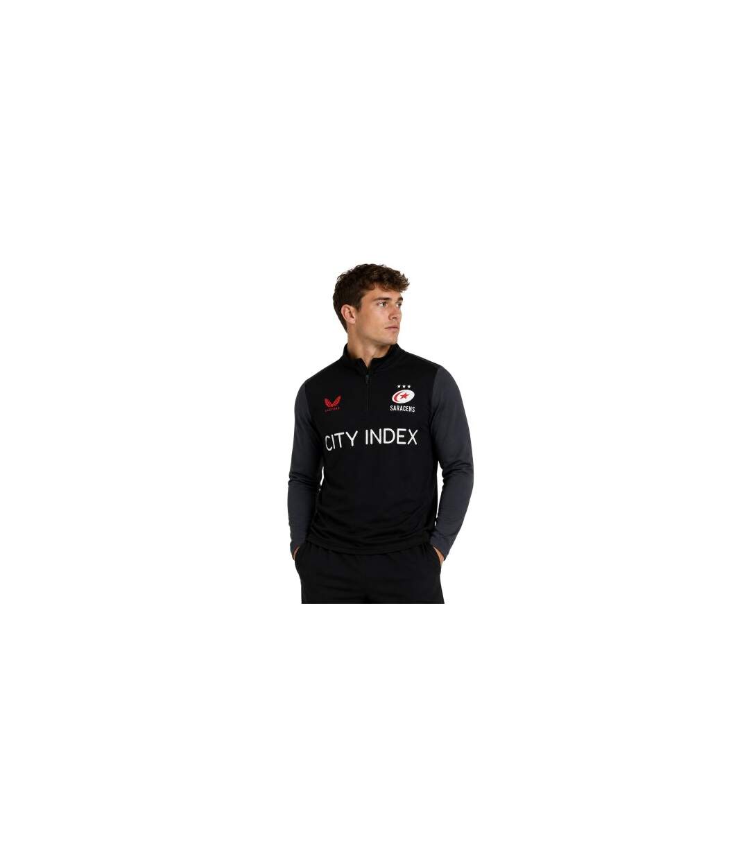 Mens Saracens Fleece Track Top Caviar Ebony Castore-1