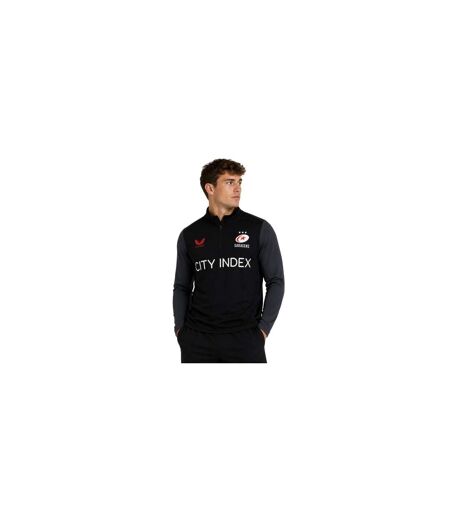 Mens Saracens Fleece Track Top Caviar Ebony Castore