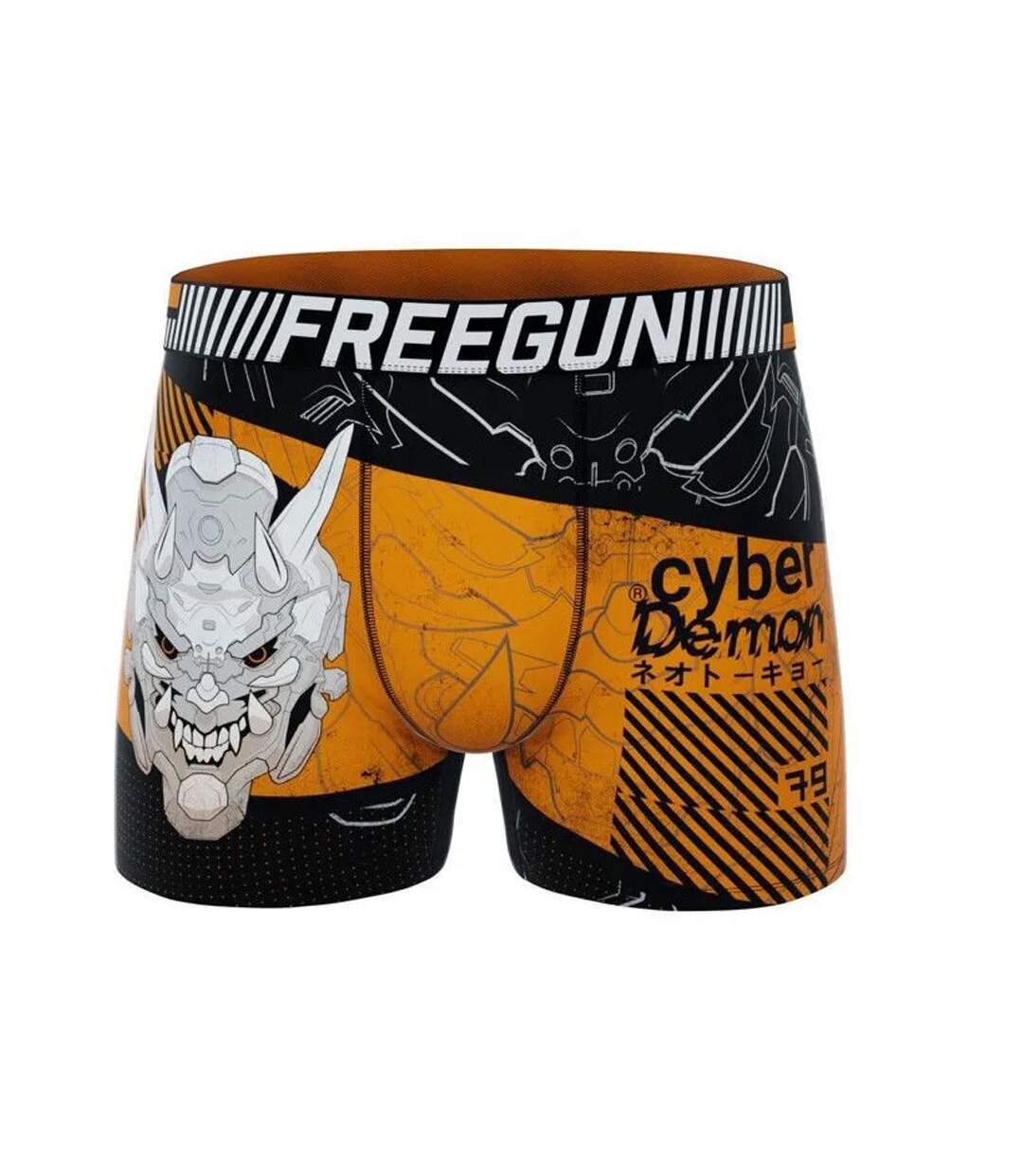 Boxer noir/orange homme freegun cyber démon-1