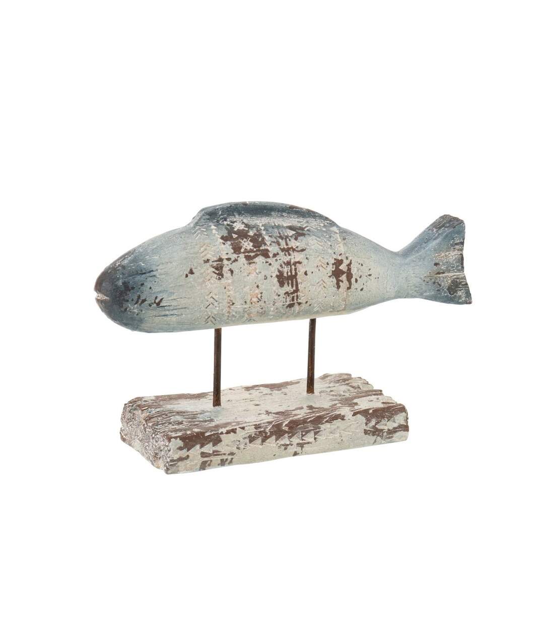 Statuette Poisson d'Extérieur sur Socle Basil 52cm Bleu-2
