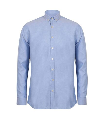 Mens modern long sleeve oxford shirt blue Henbury