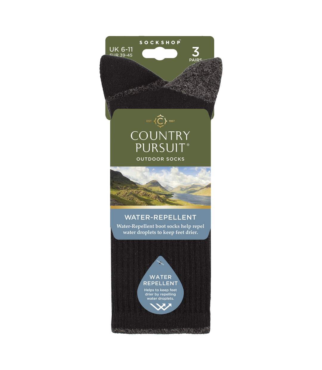 3 Pairs Mens Water Repellent Midweight Outdoor Socks for Hiking & Walking-2