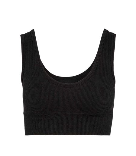 Haut Court Motif/style Côtelé Femme Noir Miso