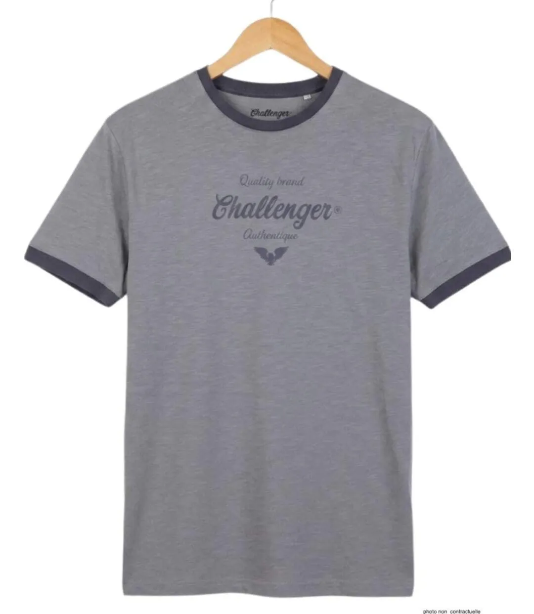 Tee-shirt SAGARO2 Challenger – Le haut uni en coton flammé à détails contrastés pour homme-2