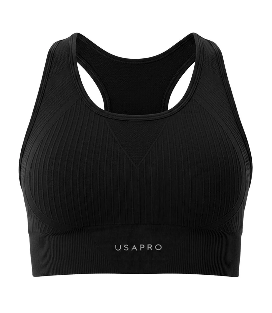 Brassière De Sport Motif/style Côtelé Femme Noir USA-2