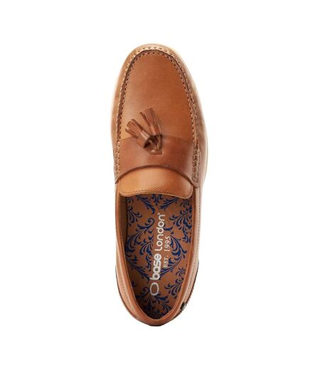 Mens bonito leather loafers burnt tan Base London