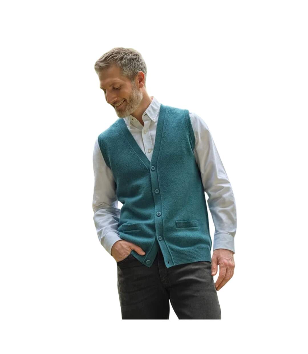 Gilet En Laine D'agneau Pour Hommes Turquoise Pâle WoolOvers-1