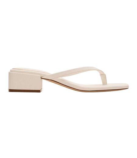 Womens/ladies Caribbean Leather T-bar Flip Flops White Steve Madden