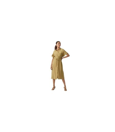 Robe Chemisier Mi-longue Iris Femme Kaki Vero Moda