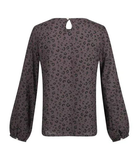 Blouse Manches Longues Motif/style Imprimé Léopard Hadria Femme Noir Imprimé Léopard Regatta